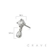 316L SURGICAL STEEL THREADLESS PUSH IN TEAR DROP CZ DANGLE TOP PART